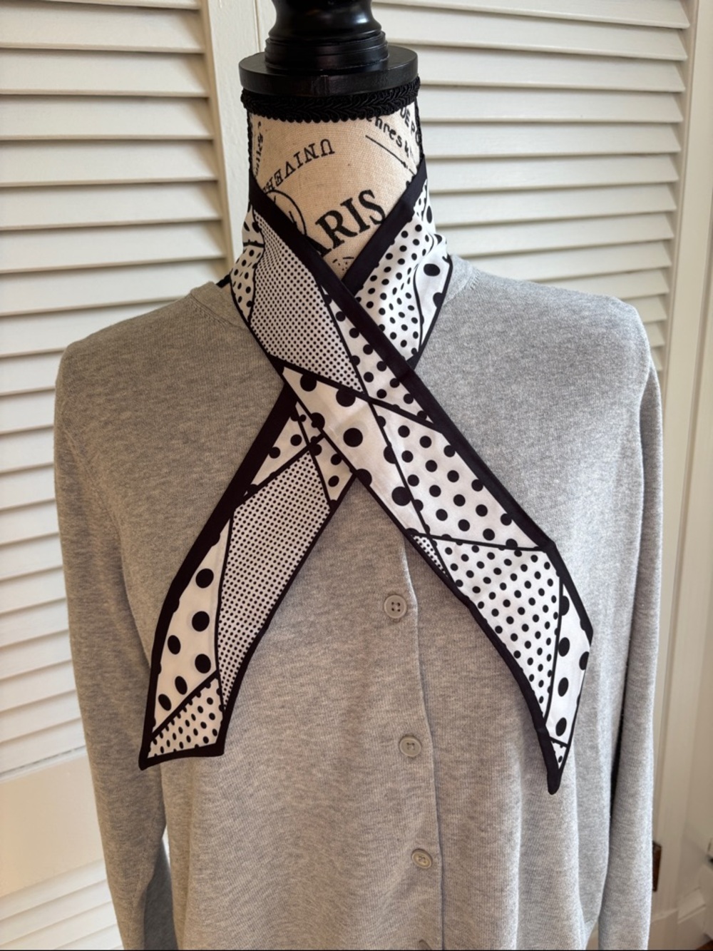 Black & White Polka Dot Neck Scarf - Elegant Women’s Accessory - Picture 2 of 6